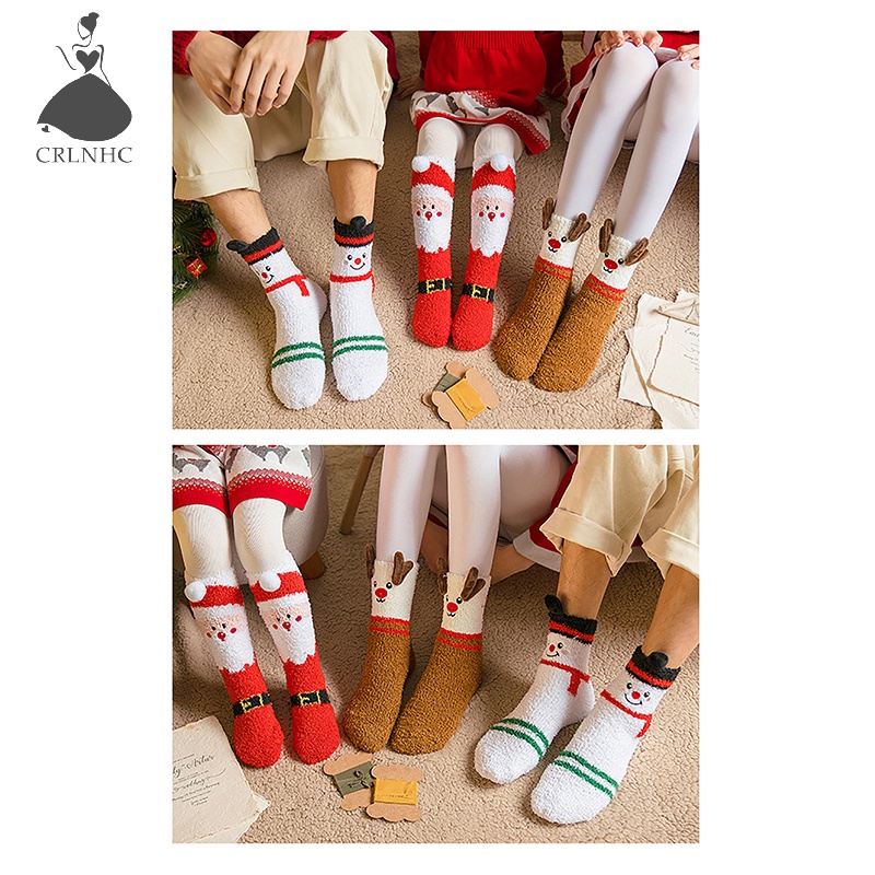 Crlnhc Vớ Lông Cừu San Hô Giữ Ấm Mùa Đông Hình Tuần Lộc Hoạt Hình Dễ Thương vn