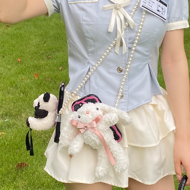 New Doll Back Clip 2023 Popular Rabbit Mobile Phone Back Clip Lanyard Niche Cartoon Diagonal Cross Lanyard Versatile Women'S Version