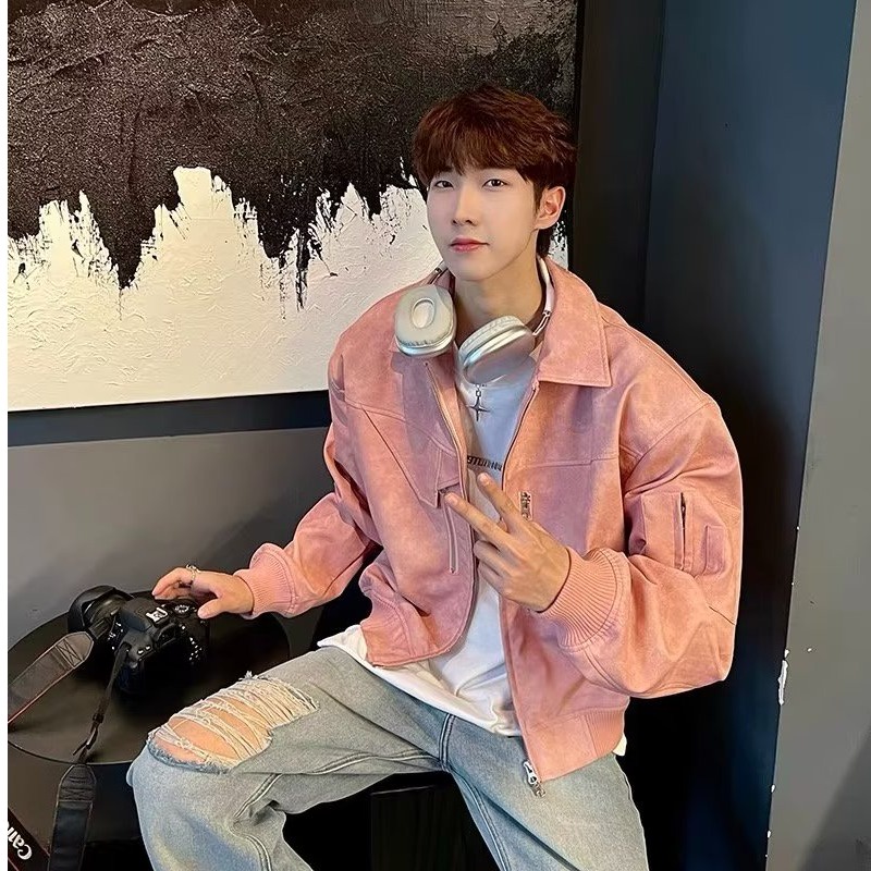 Áo Khoác bomber Dáng Rộng Ngắn Phong Cách retro Mỹ Mẫu Mới 2023 Thời Trang Mùa Thu Cho Nam