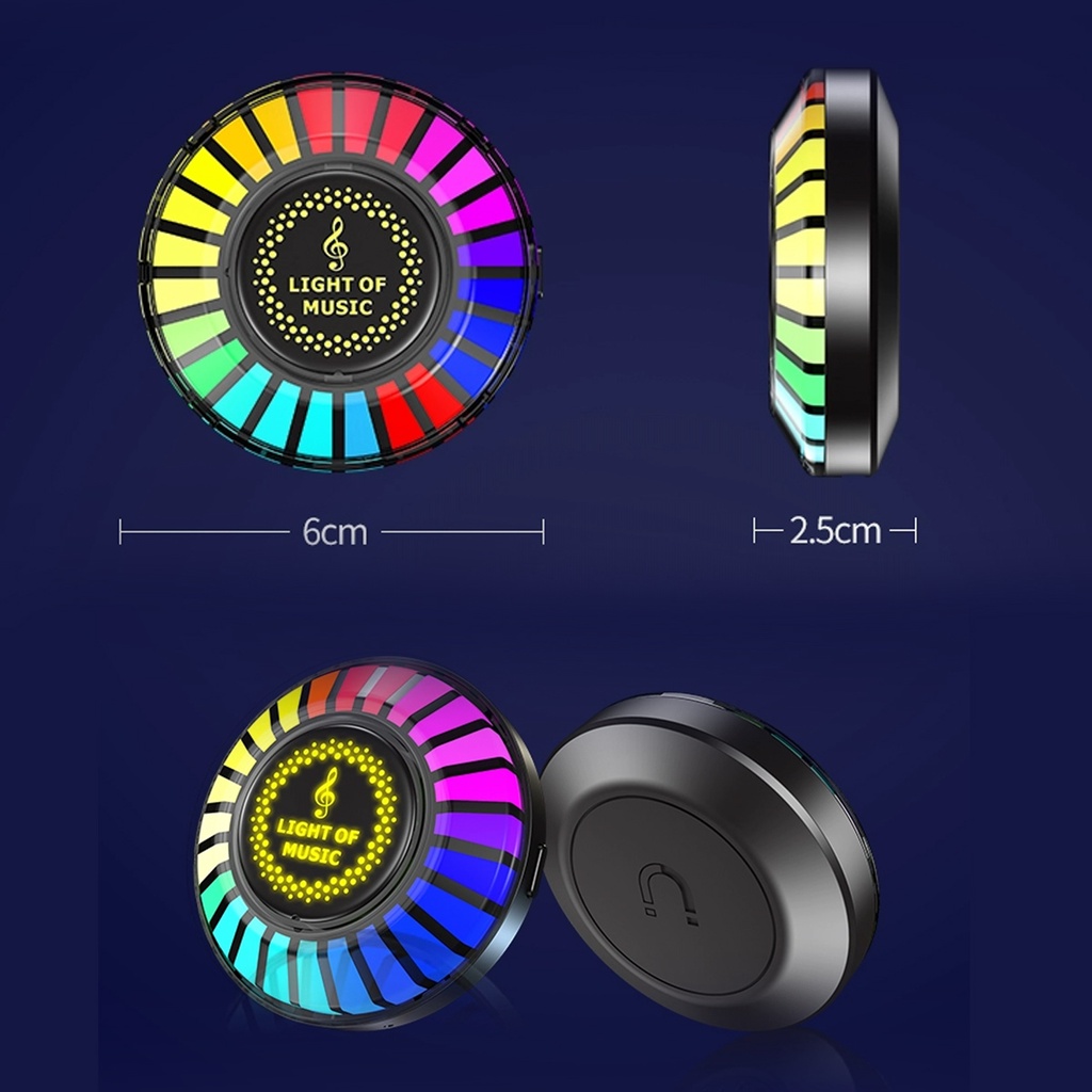 Fonken Đèn led rgb Từ Tính Điều Khiển Bằng Âm Thanh Dùng Trang Trí Xe Hơi tv Máy Tính Để Bàn