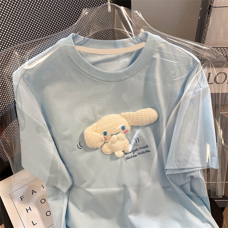 Áo Thun 100% cotton Tay Ngắn In Hình cinnamoroll 3d Dễ Thương