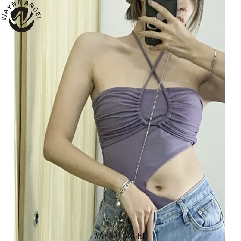 Bộ Đồ Bơi Hở Vai Màu Tím Trơn Phong Cách Thời Trang Mới 2023