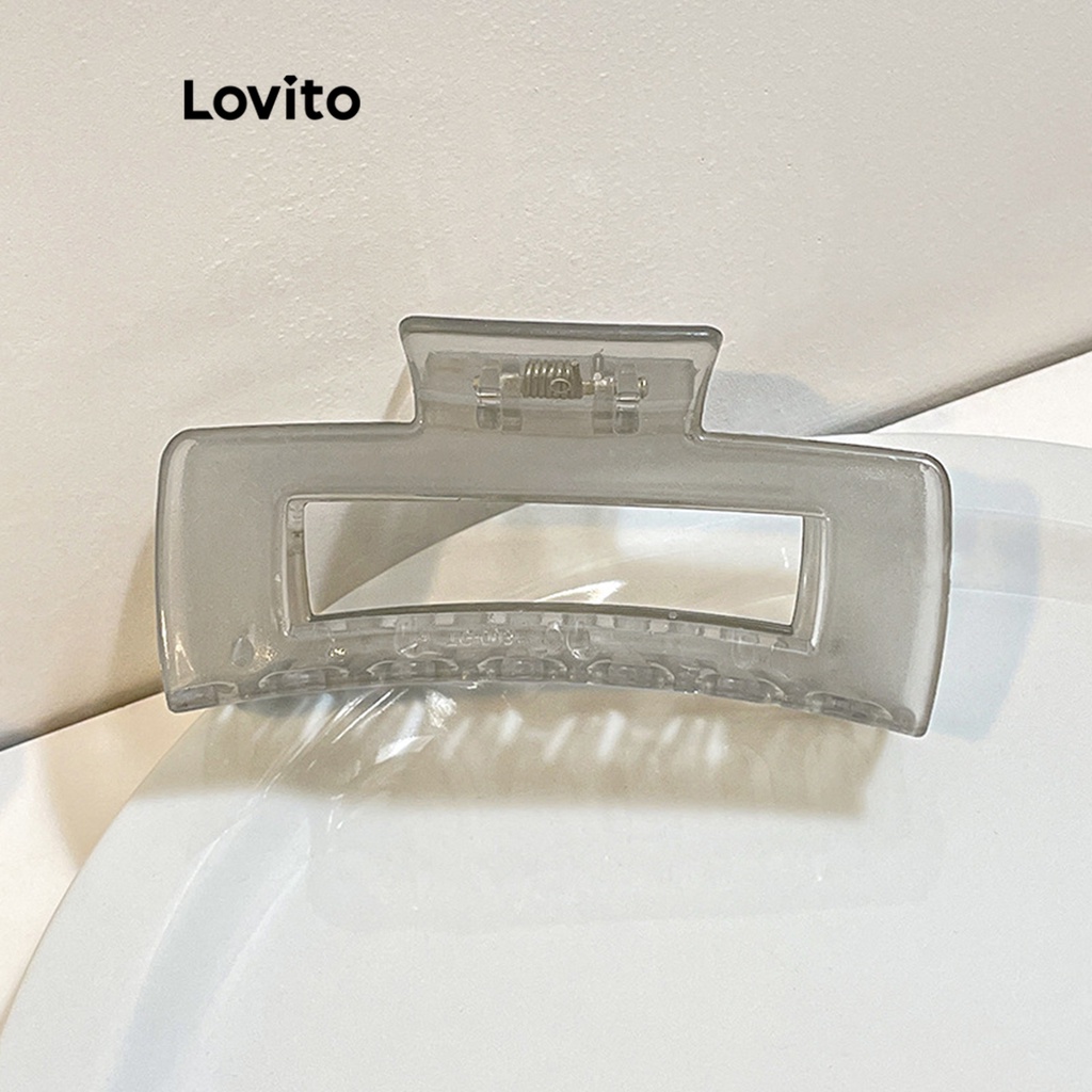 Kẹp tóc LOVITO hình học cơ bản màu trơn thường ngày cho nữ L57AD014
