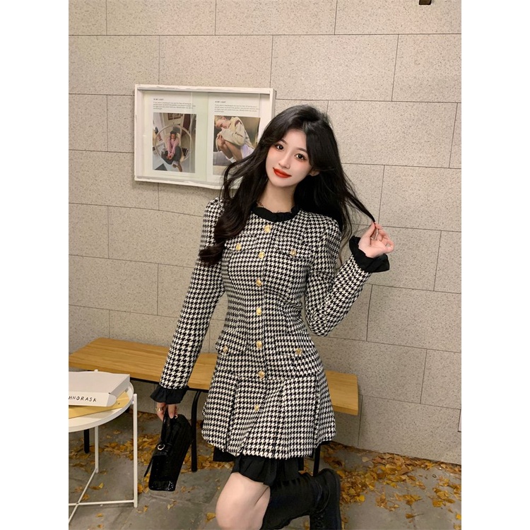 Plus Đầm Ngắn Dáng Ôm Phong Cách Pháp Thời Trang Mùa Thu Cho Nữ