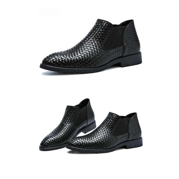 Ielgy Giày Bốt Da Đan Tay Thời Trang Cá Tính Cho Nam chelsea