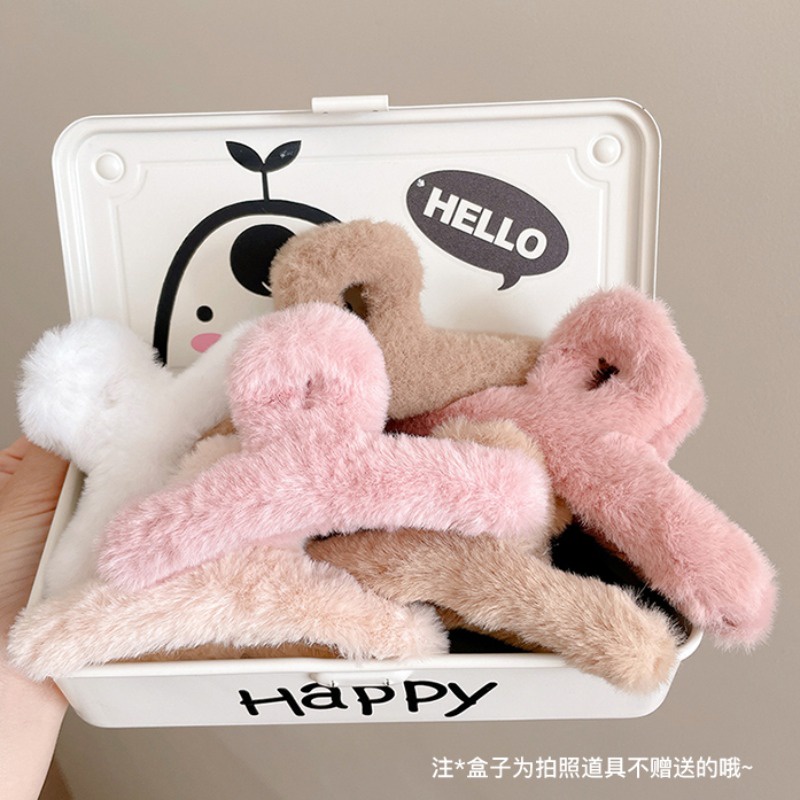 Kẹp Tóc Hình Cá Mập Phủ Lông Siêu Lớn Thời Trang Thu Đông