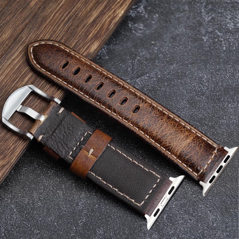 Dây Đeo Bằng Da Bò Chất Lượng Cao Cho apple watch series 9 8 7 se ultra 2 49mm 45mm 44mm 41mm 40mm