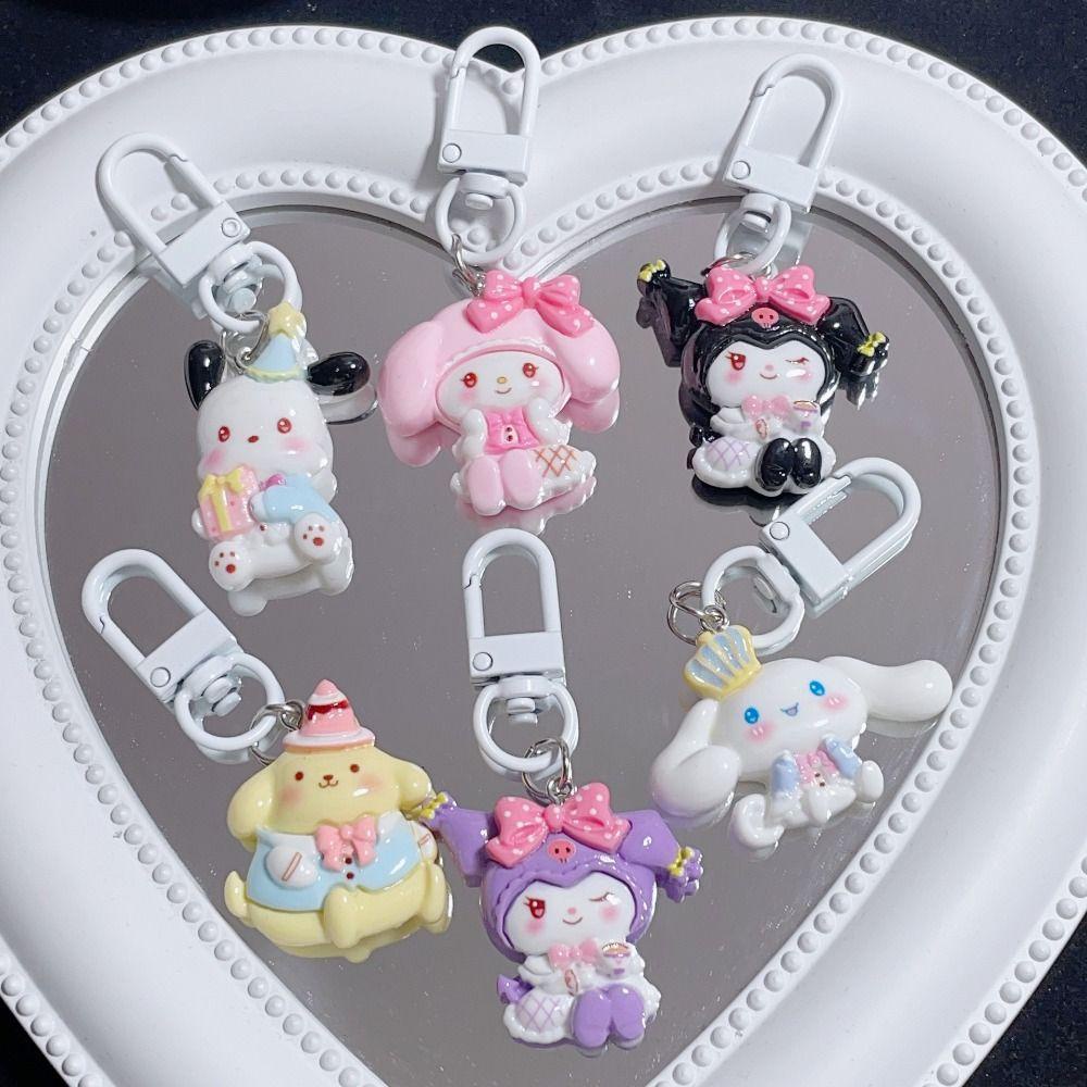 Mmluck cinnamoroll Móc Chìa Khóa resin Họa Tiết Hoạt Hình Mặc Đầm pachacco Pom purin my melody