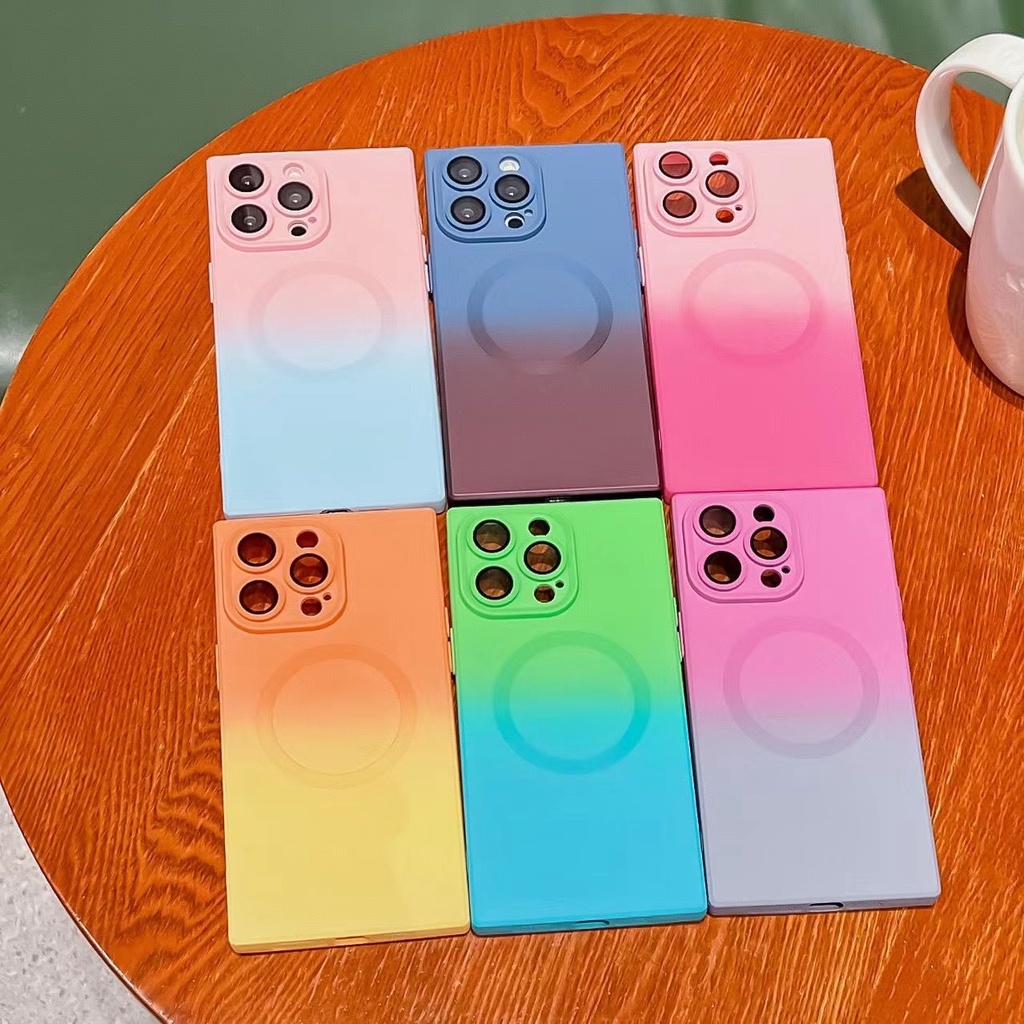 Ốp Điện Thoại Dẻo Hình Vuông Màu gradient Thời Trang Chống Rơi Cho iphone 15 14 13 12 11 pro max 15plus