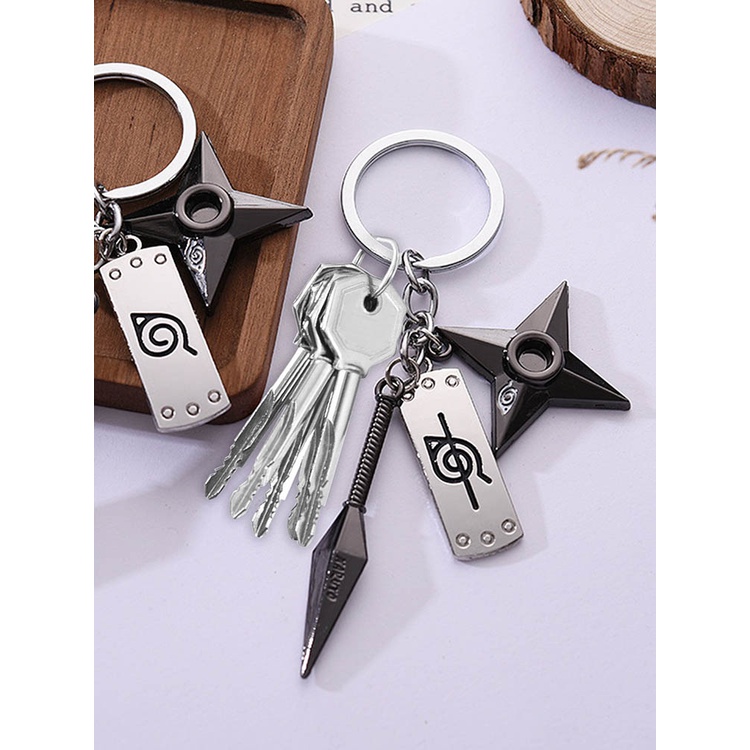 Kunai shuriken konoha Móc Chìa Khóa Xe Hơi Họa Tiết anime naruto