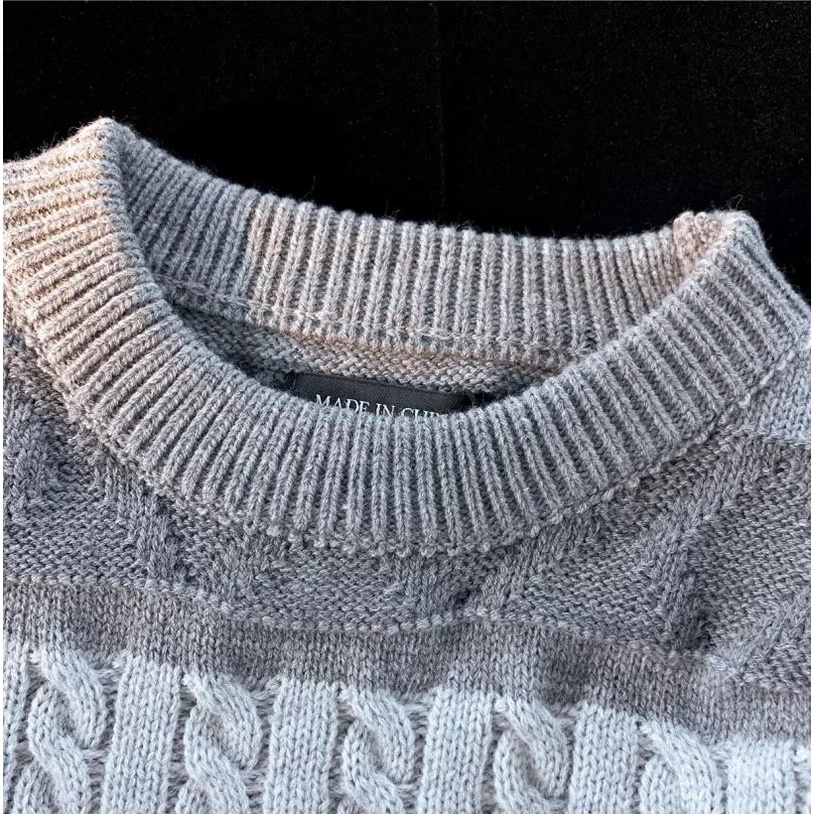 Áo sweater Dệt Kim Tay Dài Cổ Tròn Dáng Rộng Họa Tiết Kẻ Sọc Thời Trang Mùa Đông 2022 Cho Nam