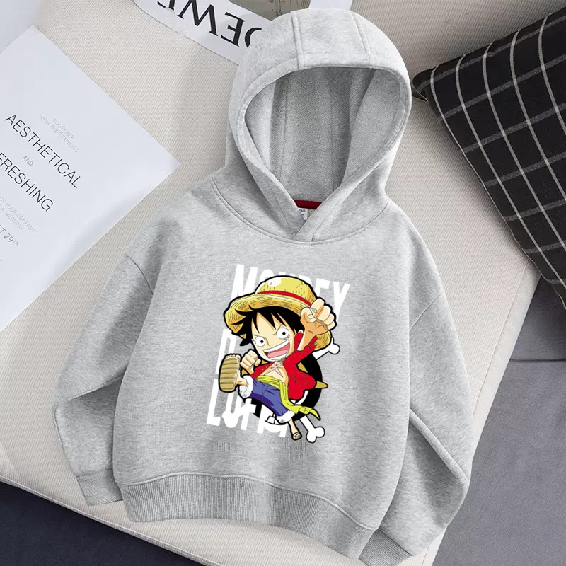 Lolocee Áo Khoác Hoodie Mùa Đông In Hình luffy anime Giản Dị Dành Cho Bé Trai