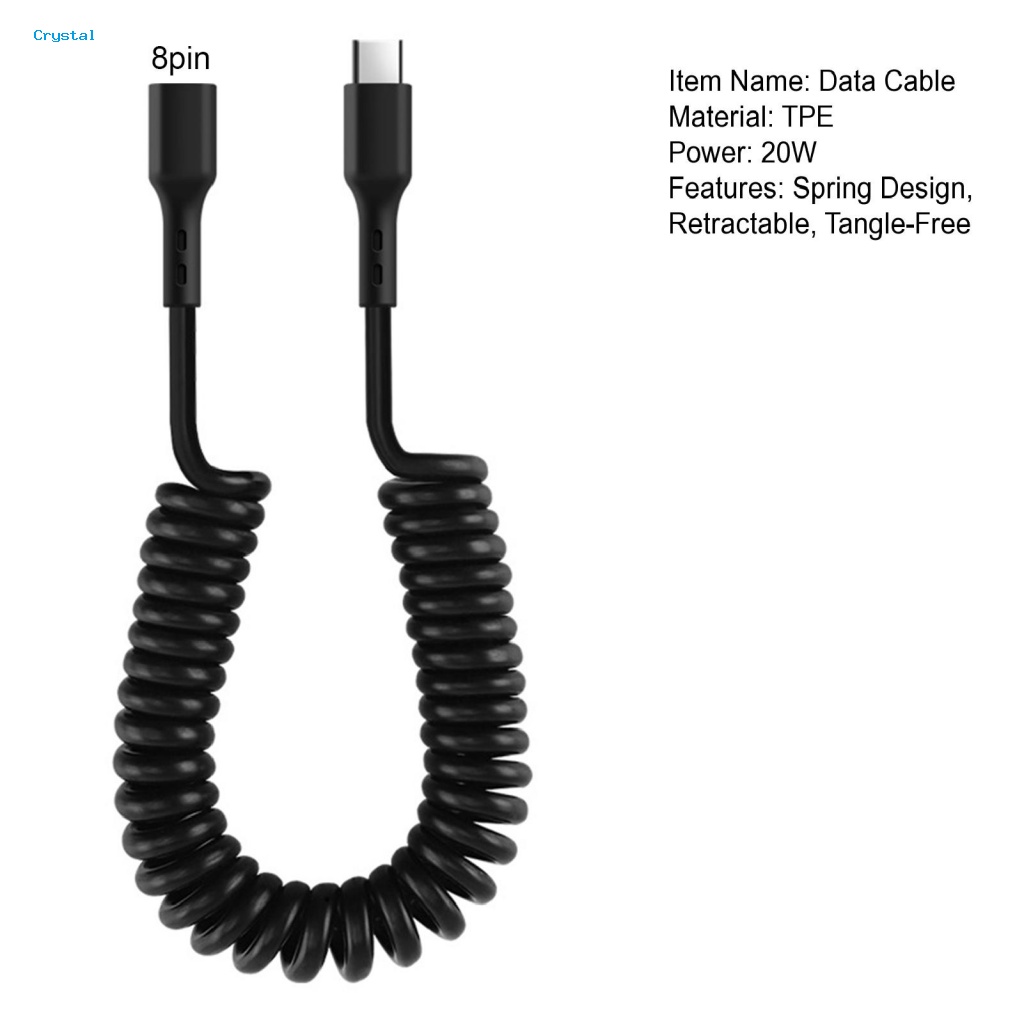 Crh Dây Cáp Sạc Nhanh type-c 8pin Không Co Rút Được Cho iphone