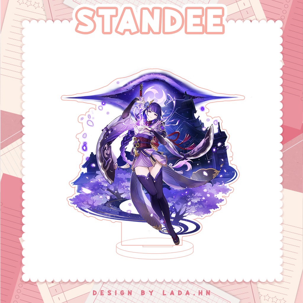 Móc khóa mô hình standee đứng để bàn Raiden Shogun Genshin Impact Lada anime đáng yêu chibi trang trí quà tặng