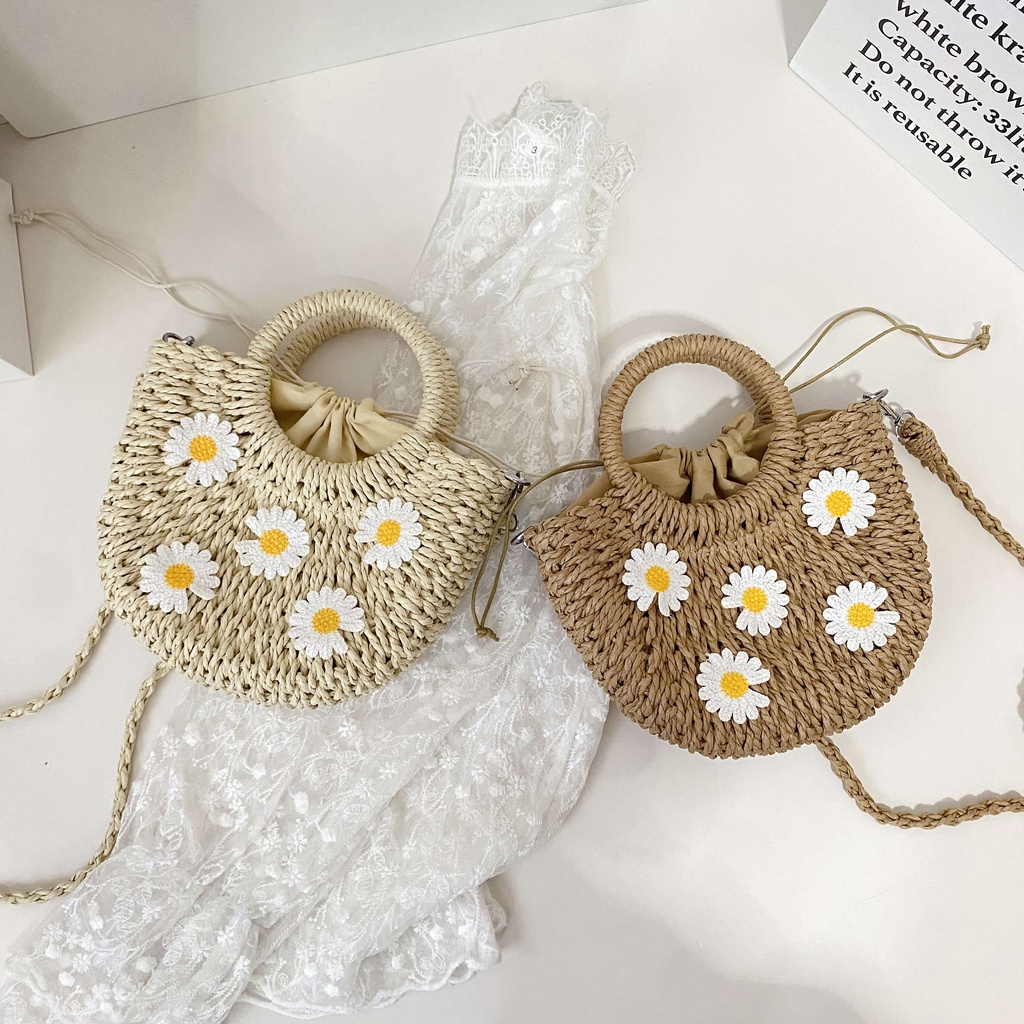 Túi Rơm Đeo Chéo handmade Phong Cách Thời Trang Đi Biển Dành Cho Nữ