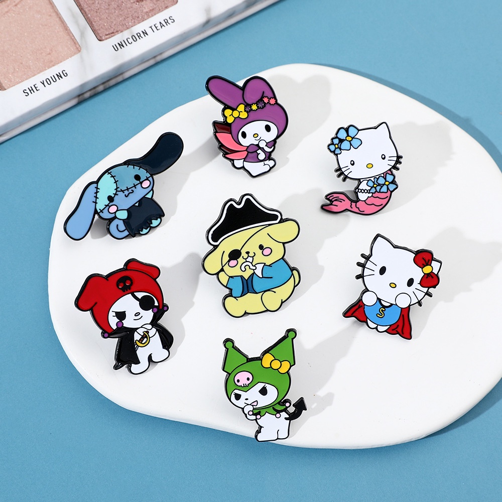 Ghim Cài Áo Hình sanrio hello Kitty Và kuromi Dễ Thương
