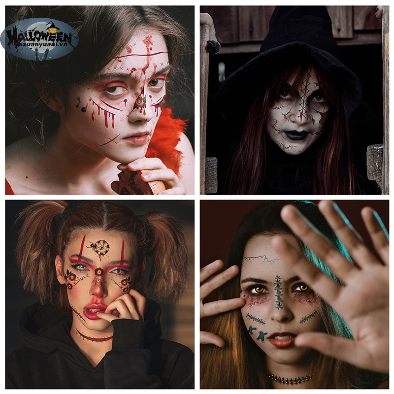 Hình Xăm Dán Vết Thương Máu Kinh Dị Chống Nước Hóa Trang halloween