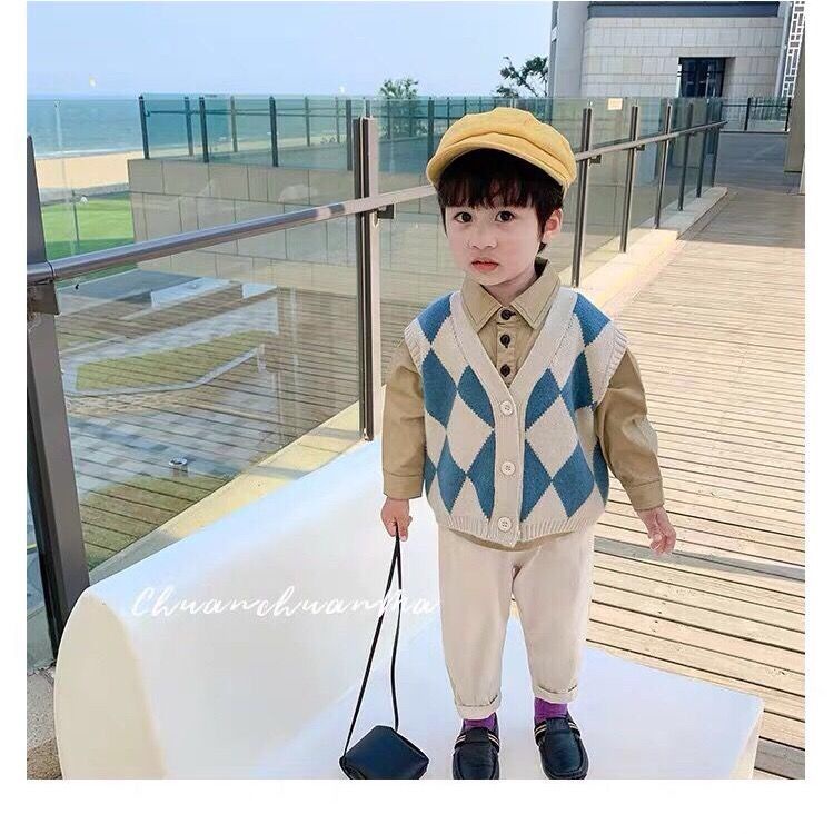 Áo Khoác cardigan Dệt Kim Không Tay Thời Trang Xuân Thu 2023 Dành Cho Bé Trai