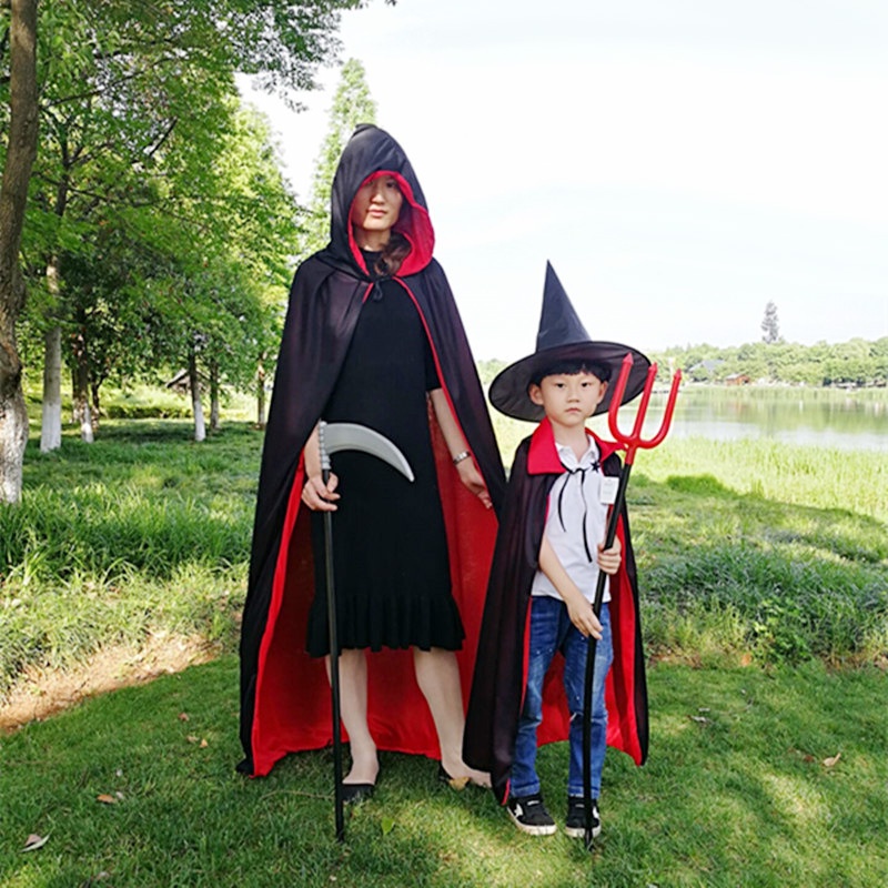 Hàng Có Sẵn Áo Choàng Hóa Trang Cướp Biển Mặt Đỏ Đen Có Mũ Trùm Đầu Hóa Trang halloween Cho Người Lớn Và Trẻ Em