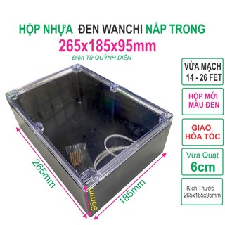 Hộp nhựa abs wanchi màu đen nắp trong 265x185x95mm wanchi - linhkien điện tử quỳnh diễn