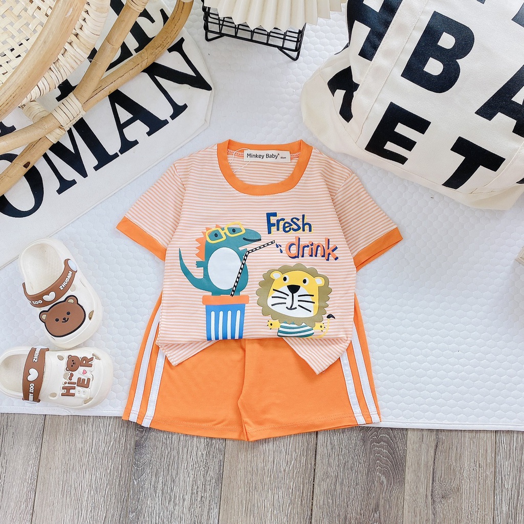 Đồ bộ thun lạnh cho bé trai bé gái , vải mềm mát thoáng khí, in hình dễ thương cho bé mặc nhà, bé mặc đi học.