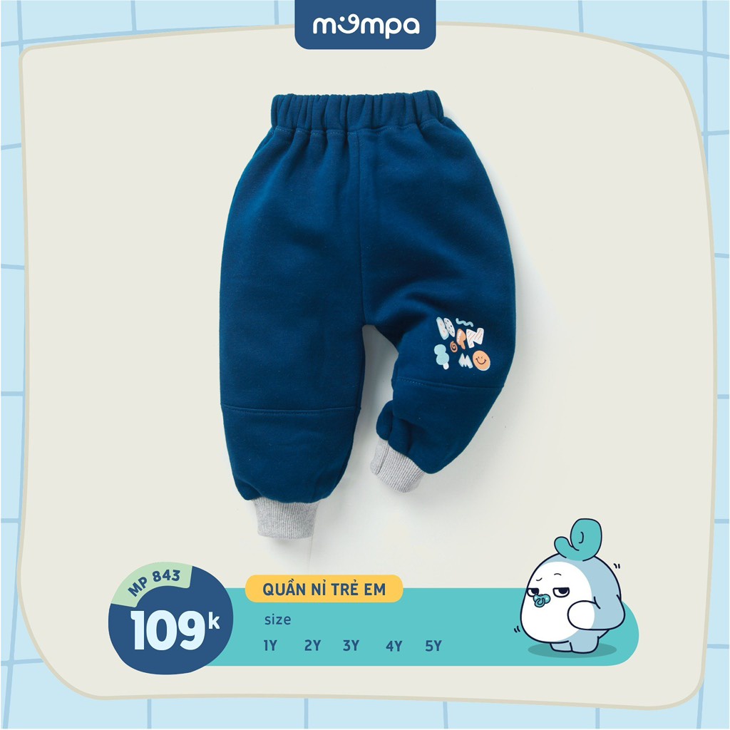 Quần dài Mompa nỉ lông cho bé trai bé gái