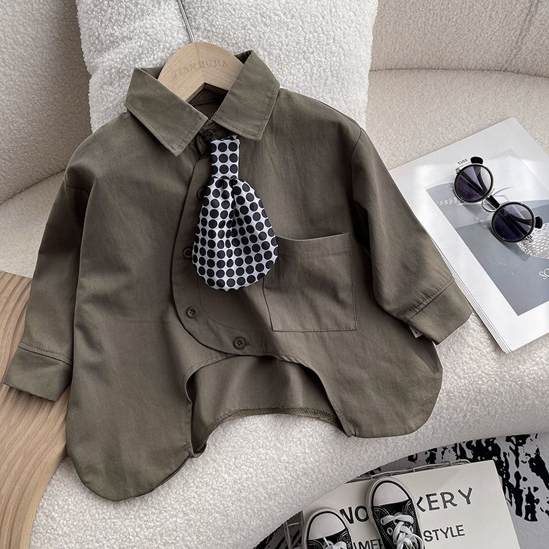 Áo Sơ Mi Tay Dài Cài Nút Phong Cách Hàn Quốc Thiết Kế Mới 2023 Cho Bé Trai