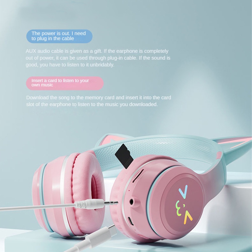 Tai Nghe Tai Mèo Màu Chuyển Đổi Bt612 Tai Nghe Bluetooth Không Dây Băng Đô Tai Nghe Nhạc Có Thể Gập Lại Tai Nghe Mềm Mại Và Thoải Mái Homelove