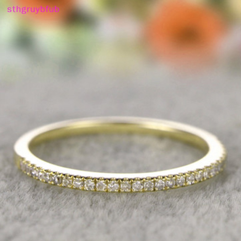 Sthb Nhẫn zircon Đơn Giản Mỏng Nhẹ Đính Kim Cương Thời Trang Làm Quà Sinh Nhật Cho Nữ vn