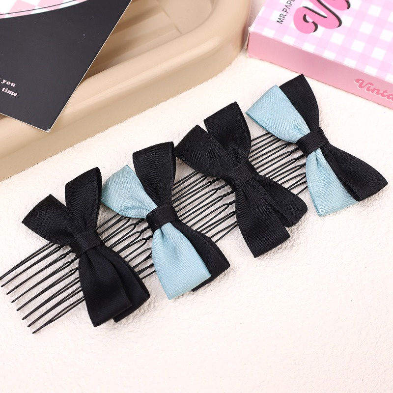 Kẹp Tóc Nơ Vải organza Ren Màu Đen bb y2k Phong Cách Công Chúa Cho Nữ