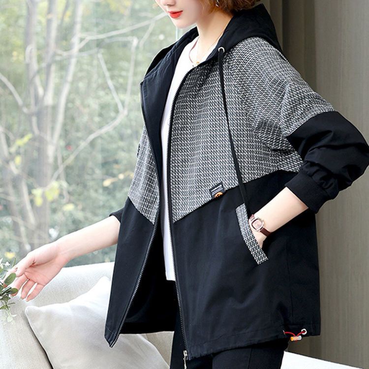 Áo Khoác Có Nón Họa Tiết Kẻ Sọc Thời Trang Xuân Thu Hàng Mới 2023 Dành Cho Bạn Nữ