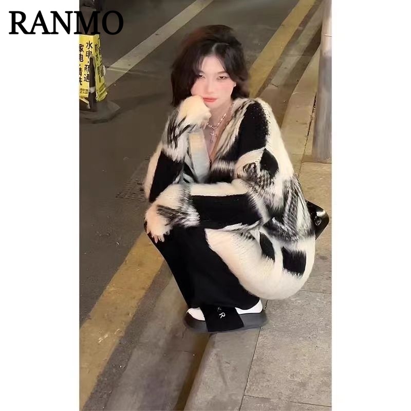 RANMO  cardigan áo khoác cardigan cardigan len cadigan xu hướng phổ biến Phong cách Trendy WXF2391EHQ 38Z230923
