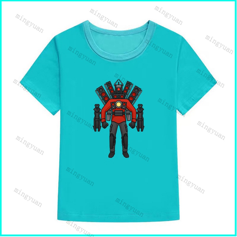 Mingyuan nâng cấp titan speakerman skibidi toilet trẻ em t-shirt tshirt thường ngắn tay áo lỏng unisex thanh thiếu niên tee top