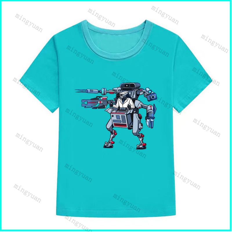 Mingyuan Áo Thun Tay Ngắn Dáng Rộng unisex In Hình robot cameraman skibidi toilet 54 Cho Trẻ Em
