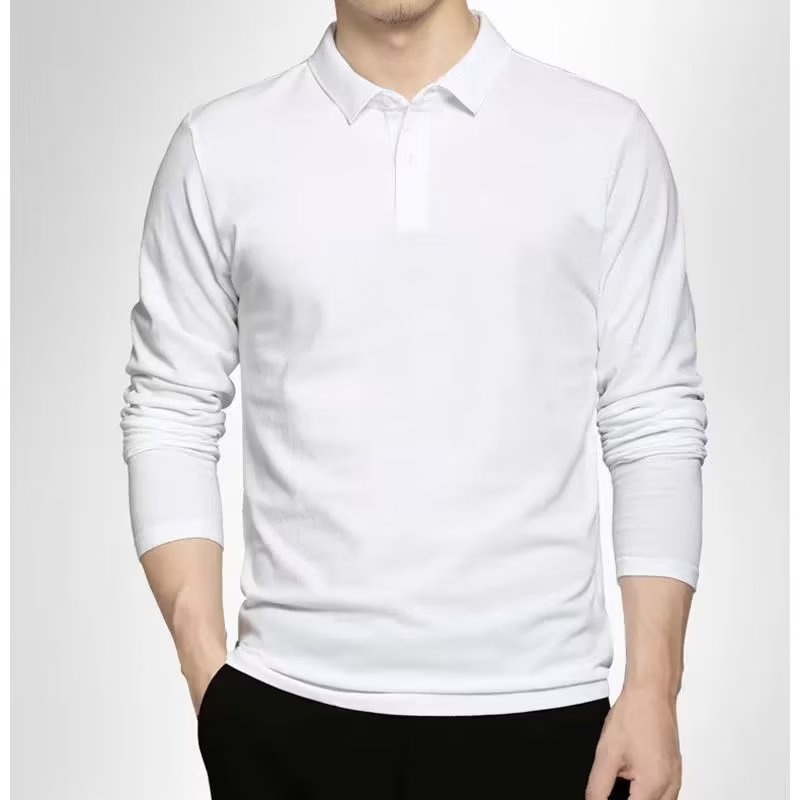DICHUANGZHE Áo thun cổ polo dài tay màu sắc đơn giản dành cho nam