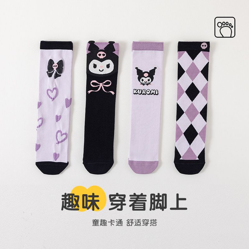 Vớ cotton Thu Đông Thoáng Khí Phong Cách kuromi Mới Hàn Quốc Cho Bé Gái