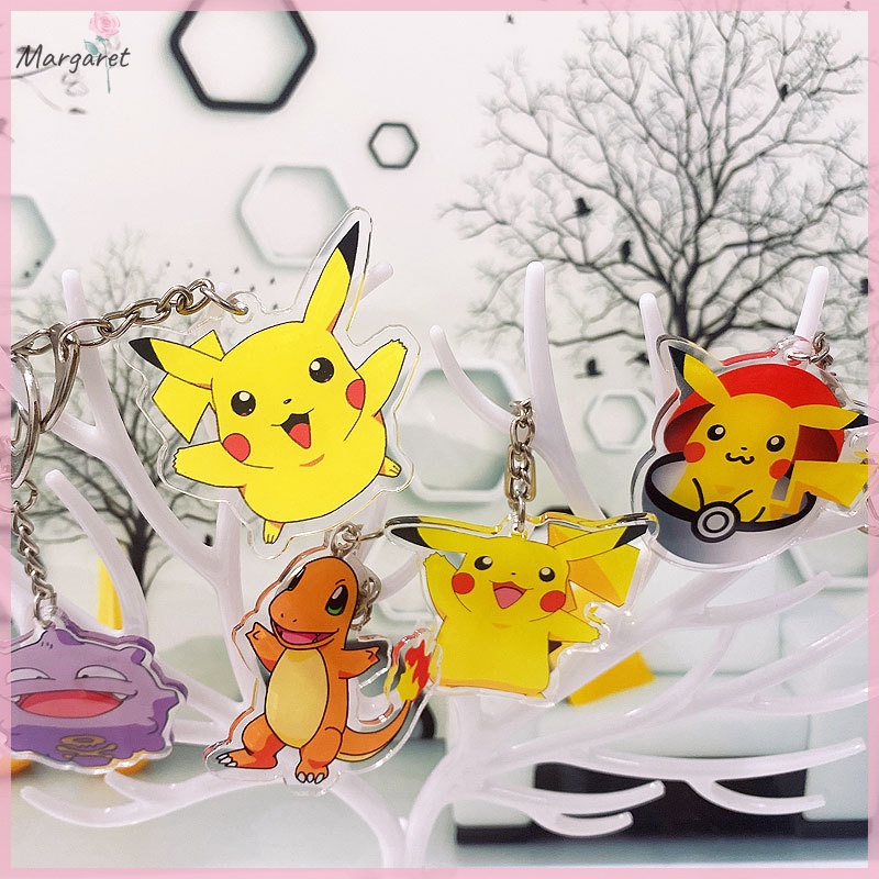 Móc Chìa Khóa Bằng acrylic Hình pikachu / Vịt Hoạt Hình pokemon Mới