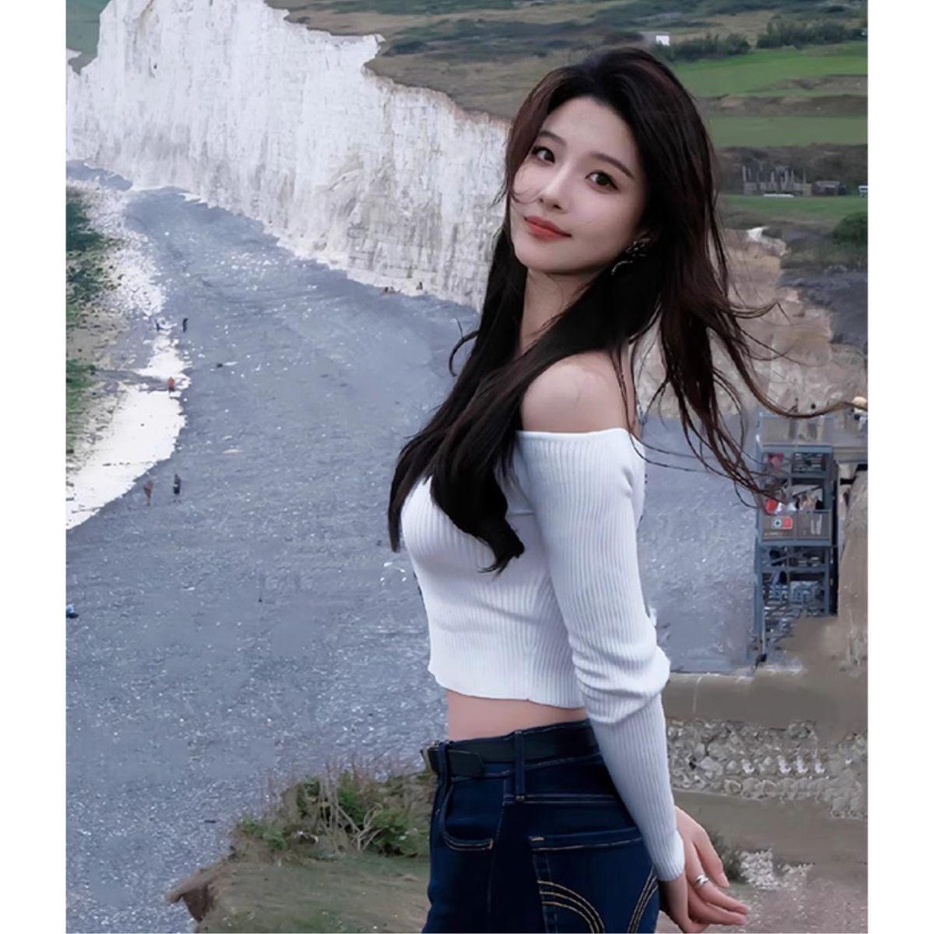 Áo croptop kiểu tay dài DaaLaa Store kiểu trễ vai phong cách gợi cảm A5881