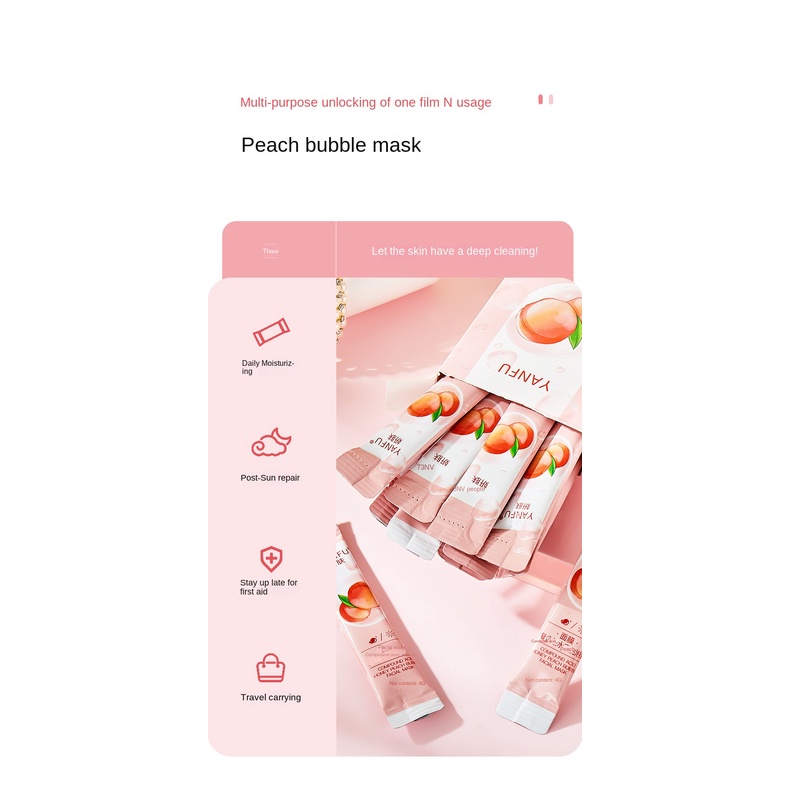 Mặt Nạ Bong Bóng Tinh Chất Quả Đào Axit Hyaluronic Dưỡng Ẩm Làm Sáng Và Sạch Sâu Cho Da