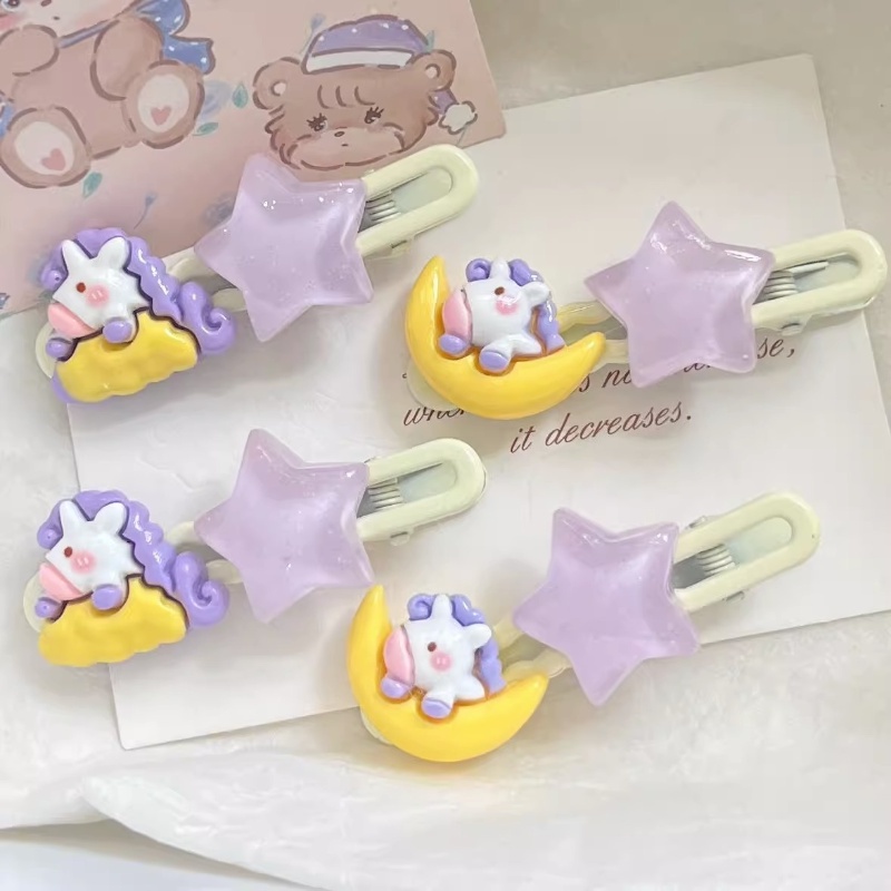 Dễ Thương Kẹp Tóc Hình Kỳ Lân / Ngôi Sao / Đám Mây Bằng acrylic / Kim Loại Thời Trang Cho Bé Gái