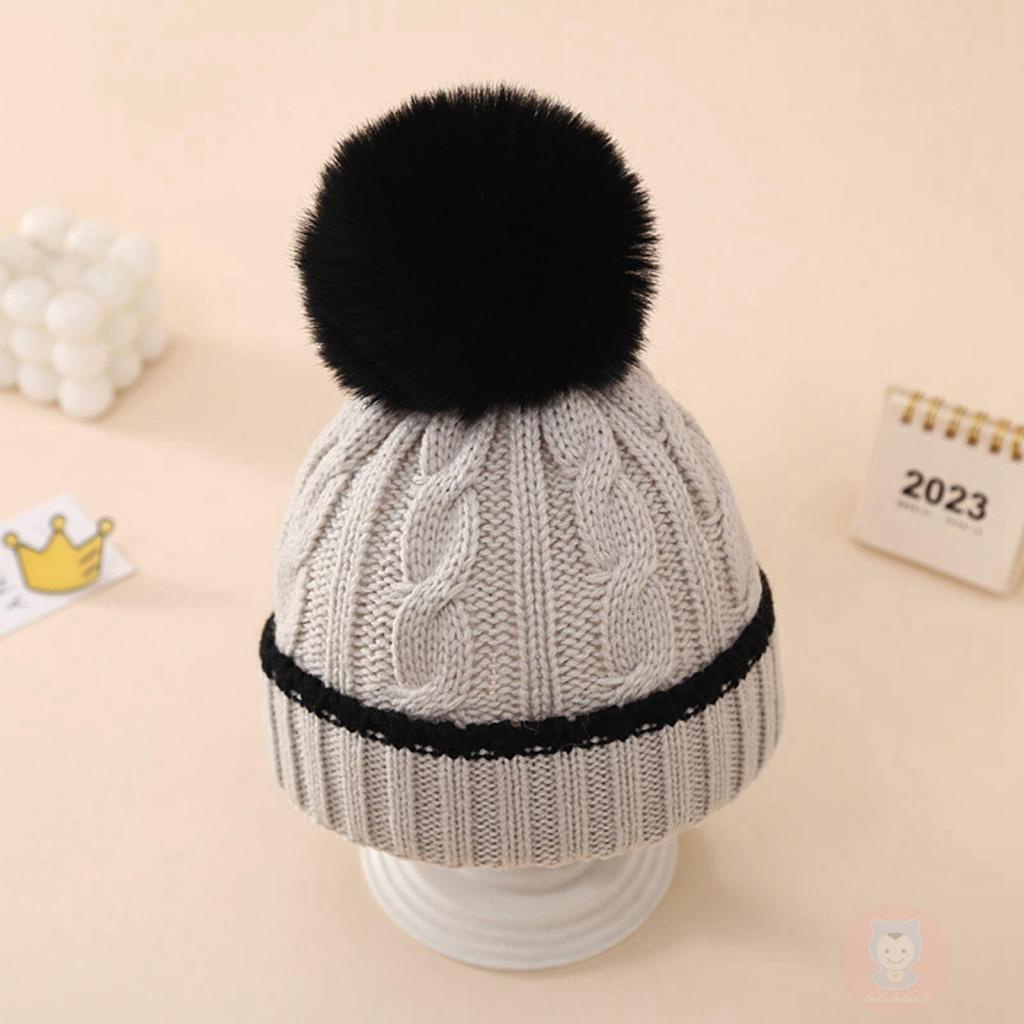 Mũ beanie Đan Len Màu Sắc Tương Phản Thời Trang Mùa Đông Cho Bé Trai 0-12 Tháng Tuổi laa6-baby