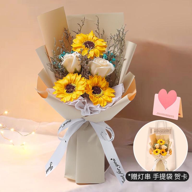 Bó Hoa Hồng Sáp Khô Sáng Tạo Làm Quà Tặng Sinh Nhật Bạn Trai Bạn Gái Hoa Cẩm Chướng gypsophila