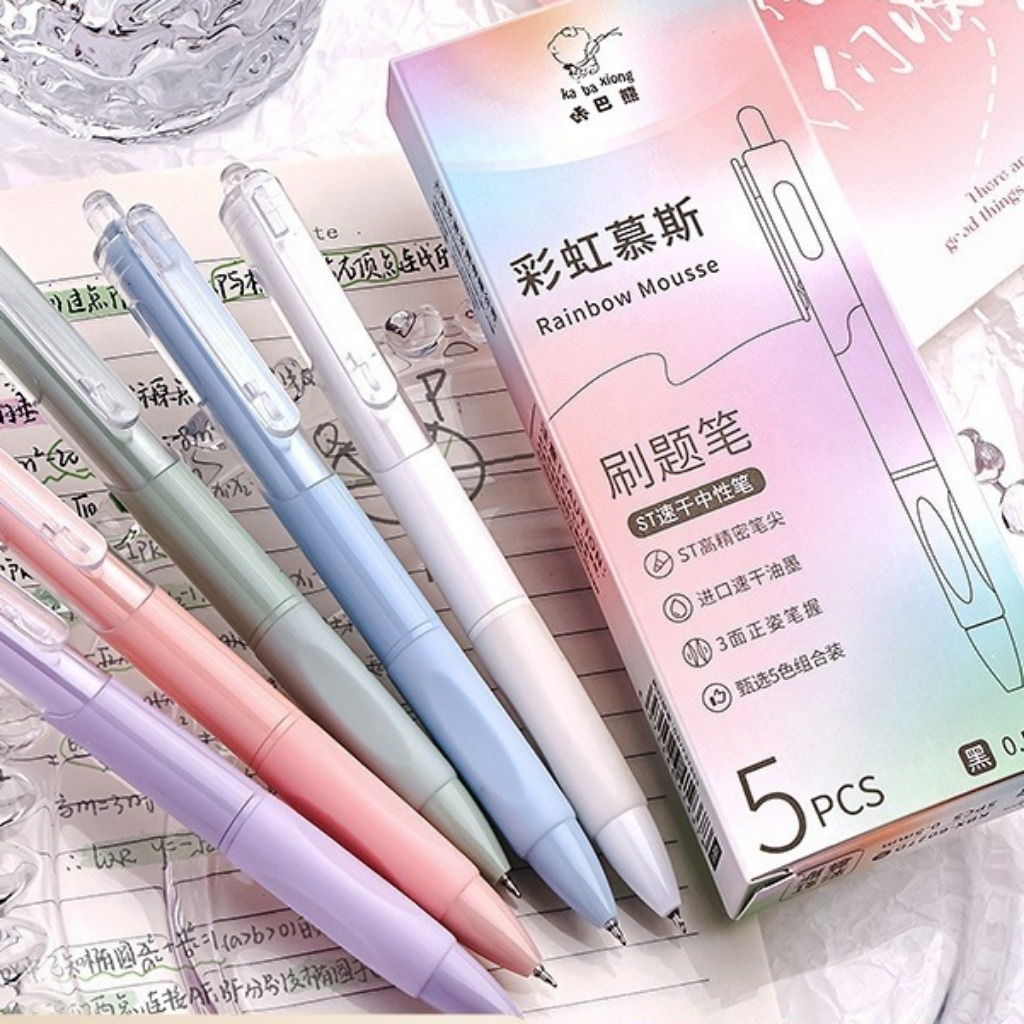 Set 5 Bút Mực gel Ngòi 0.5mm Màu Đen Nhanh Khô