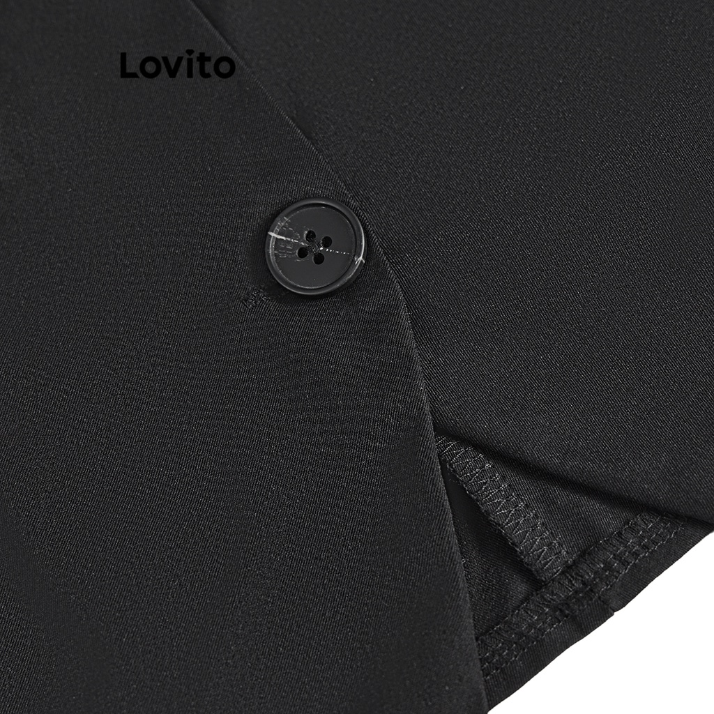 Áo Lovito cộc tay nút trước xếp ly màu trơn thường ngày cho nữ L65ED049