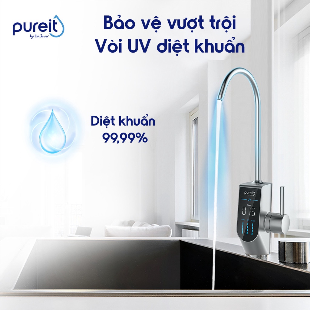 Máy lọc nước Unilever Pureit Delica UR5840 âm tủ bếp, công suất RO cực đại, tia UV khử khuẩn