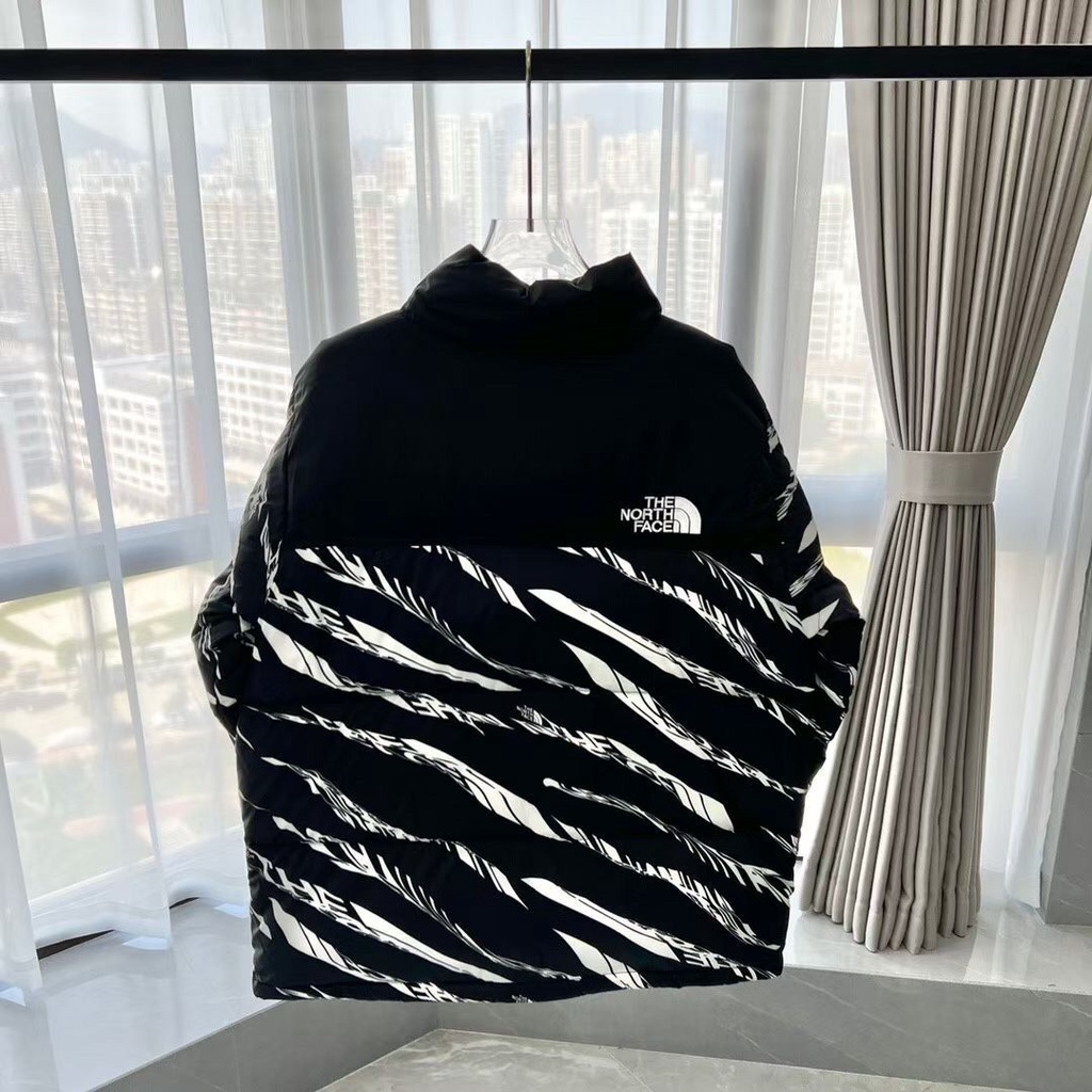 Áo Khoác cotton Kẻ Sọc Ngựa Vằn Trắng Đen Chính Hãng the north face Cobranded 100% Phong Cách Đường Phố Giữ Ấm Cho Nam Và Nữ