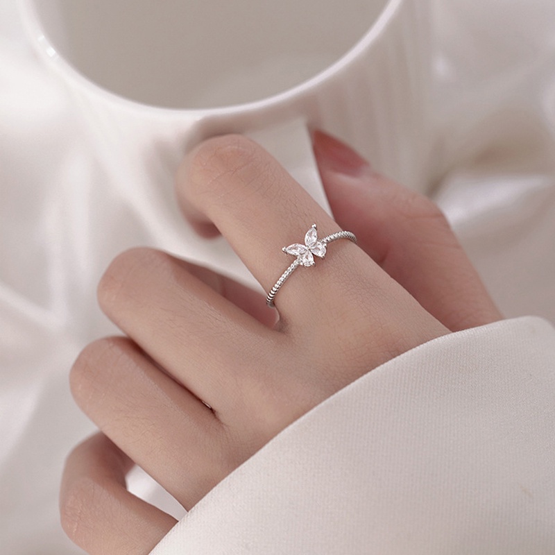 Thời Trang Nhẫn Hình Bướm Màu Bạc Thiết Kế Tối Giản Cho Nữ
