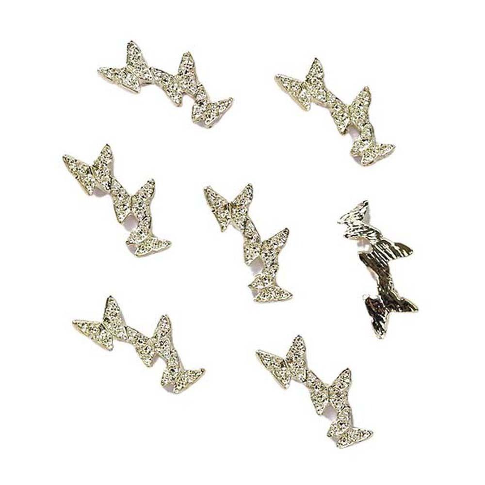 Set 20 Phụ Kiện Trang Trí Móng Tay Hình Bướm Bằng Hợp Kim Màu Sắc Bạc