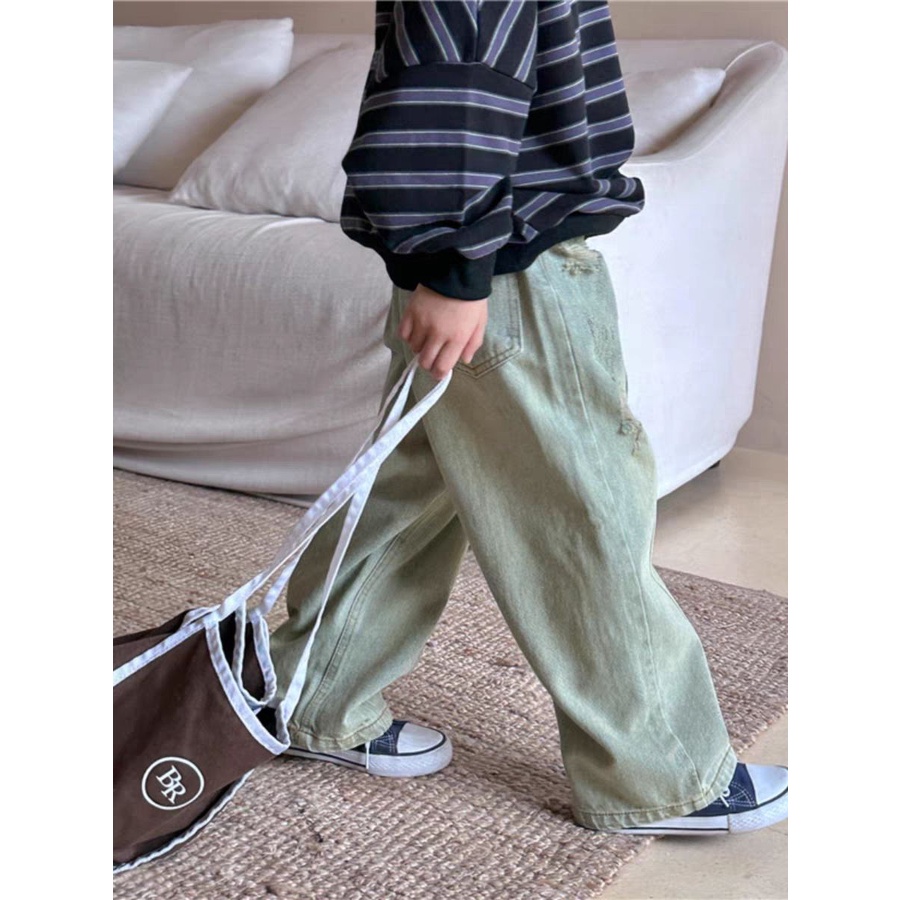 Quần Jean Dài Dáng Rộng Thời Trang Xuân Thu 2023 Cá Tính Cho Bé Trai
