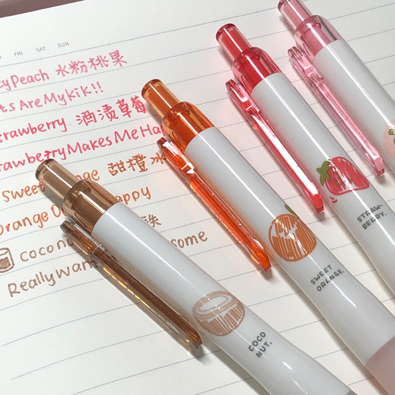 Bút Mực gel Ngòi 0.5mm Nhanh Khô Nhiều Màu Sắc Họa Tiết Trái Cây Sáng Tạo Cho Học Sinh